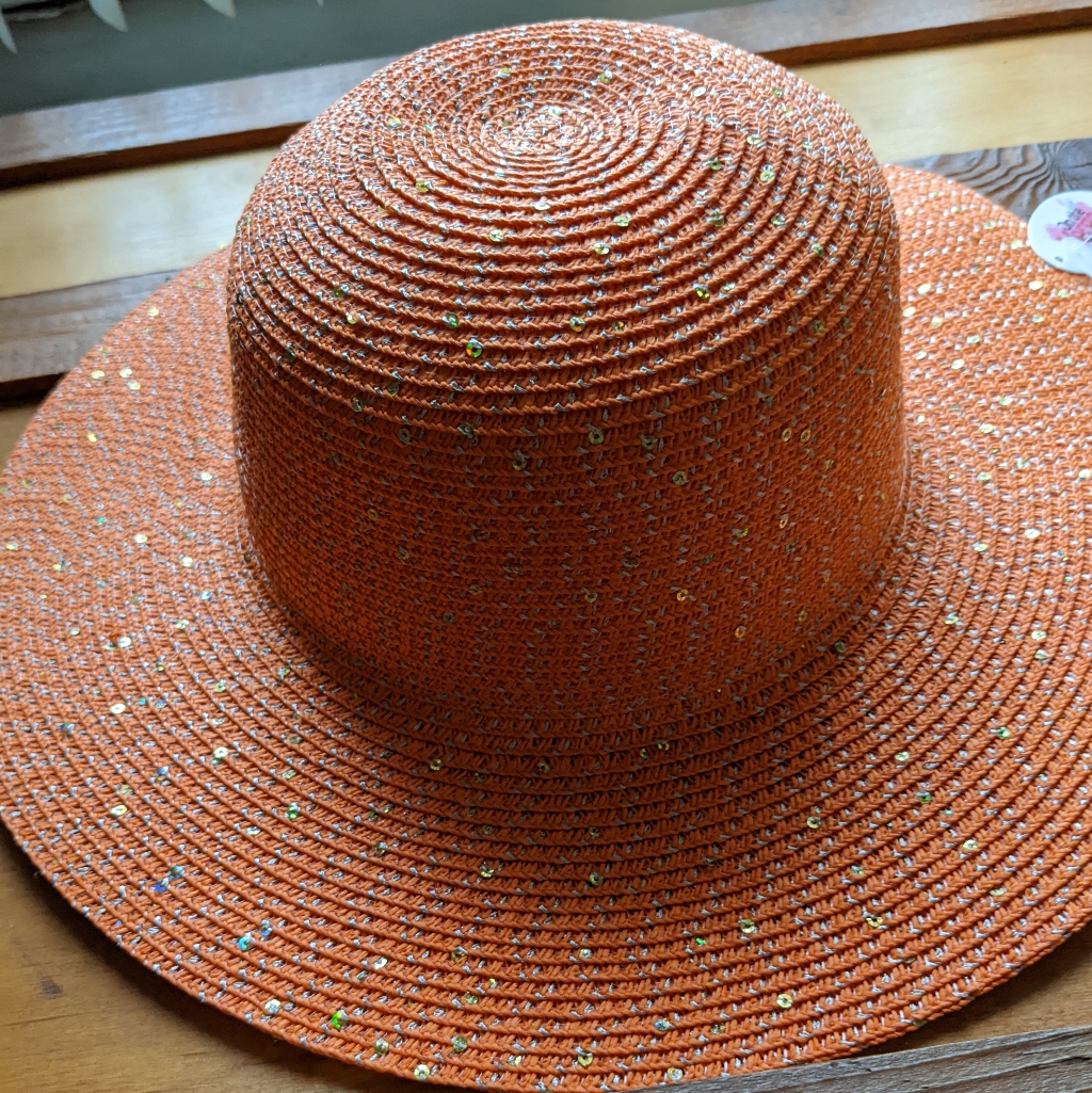 Orange Sequin Sun Hat